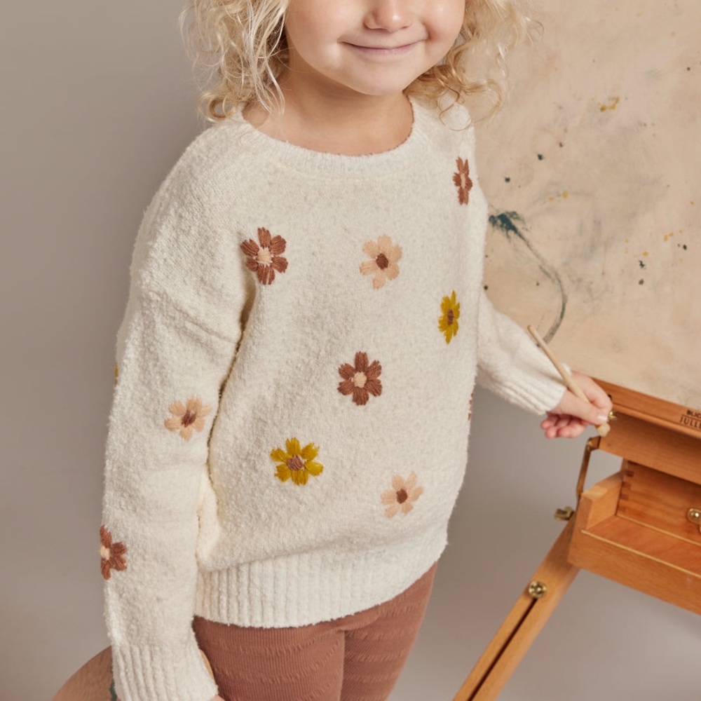 Floral Patterned Cream Sweater